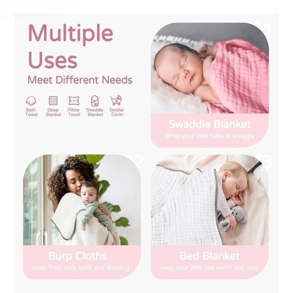 Pink and White Hooded Baby Towels - Picture 3 of 9